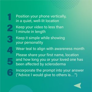 Position your phone vertically in a quiet, well-lit location; keep your video less than one minute in length, keep it simple, wear teal. 